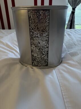 Popular Bath Sinatra Wastebasket Faux Diamond Panel Resin Silver Gray Bathroom